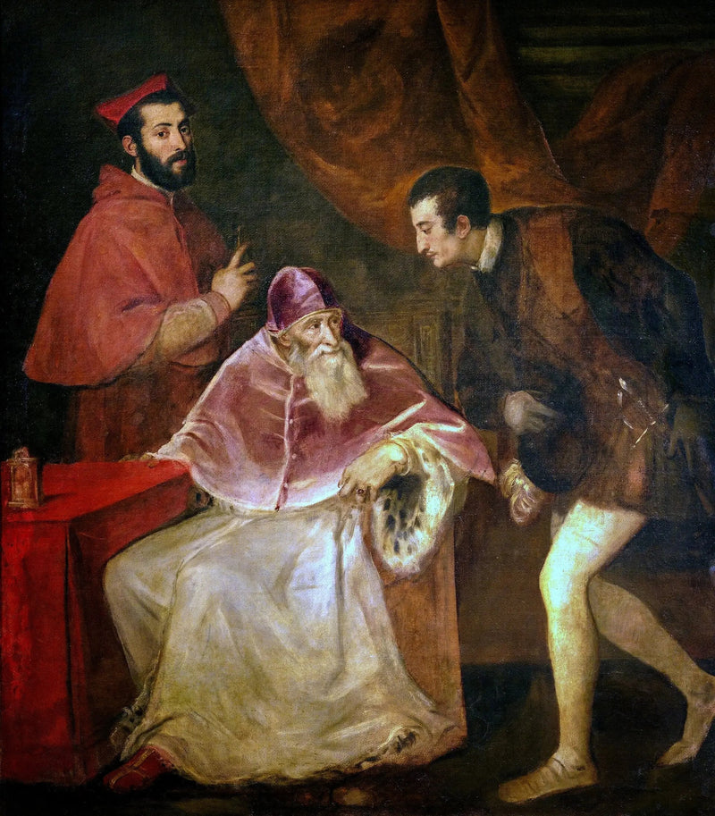 Portrett av Paul III med sine barnebarn - Titian