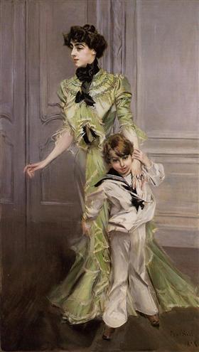Portrett av Pauline Hugo med sønnen Jean - Giovanni Boldini