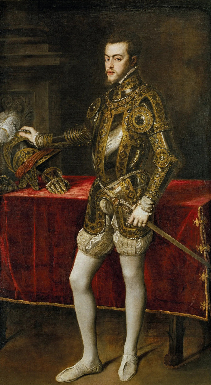 Portrett av Filip II i rustning - Titian