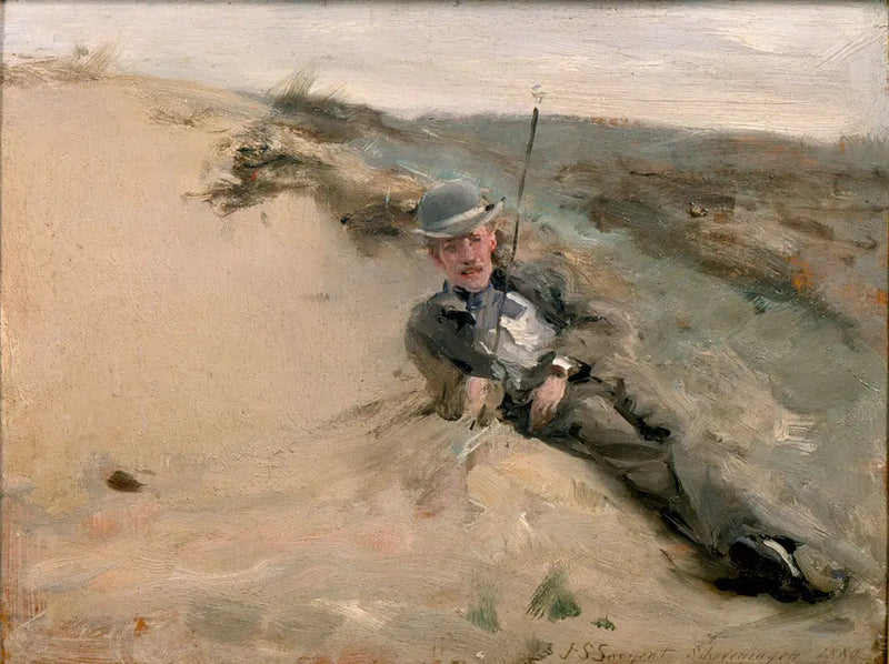 Portrett av Ralph Curtis på stranden i Scheveningen - John Singer Sargent