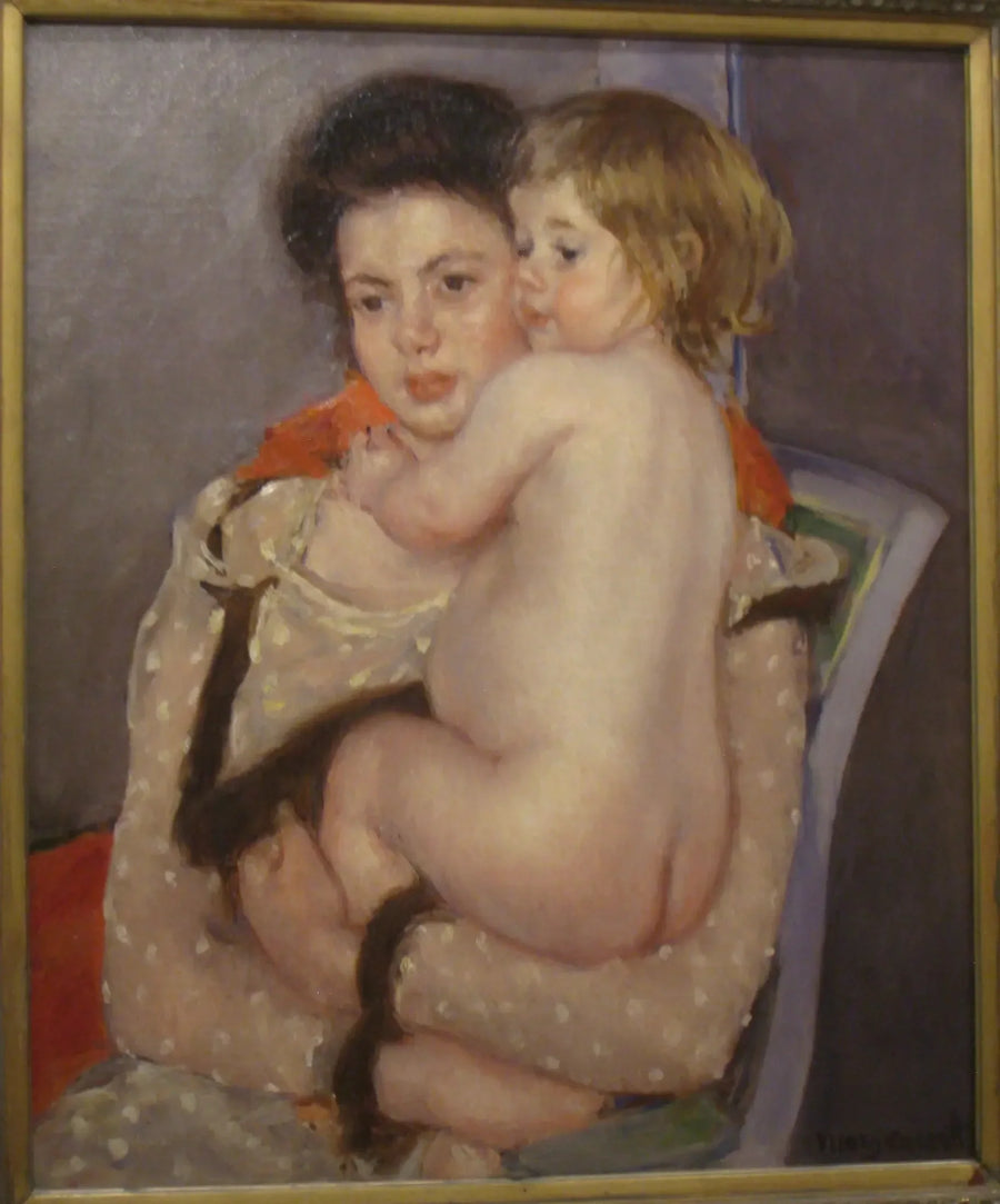 Portrett av dronning LeFebvre som holder en naken baby - Mary Cassatt