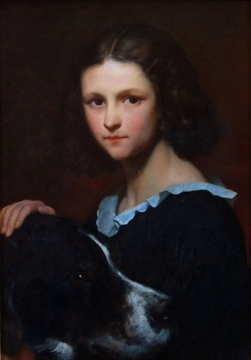 Portrett av Scheffers datter Cornelia, senere fru Marjolin, 10 år gammel med min hund Turc - Ary Scheffer