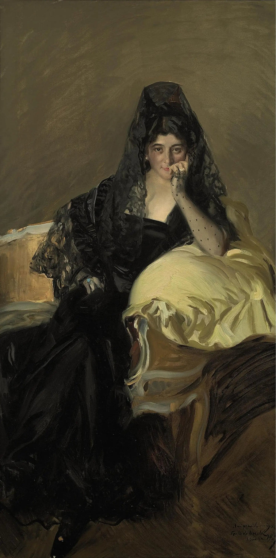 Portrett av Señora de Urcola med en svart mantilla - Joaquín Sorolla