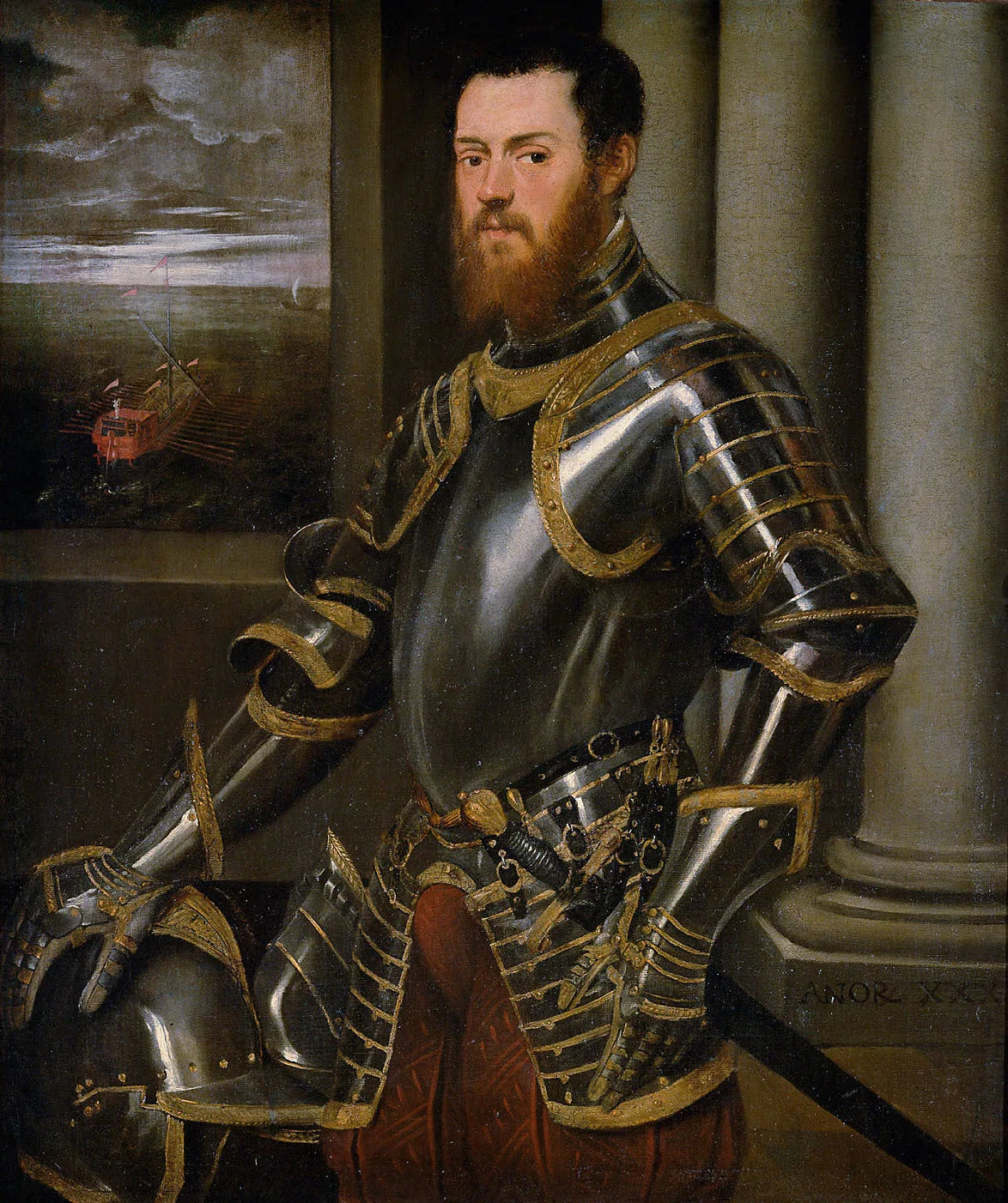 Portrait de Sigismond Auguste avec une galère royale - Jacopo Tintoretto image 1 reproduction artisanale de tableau