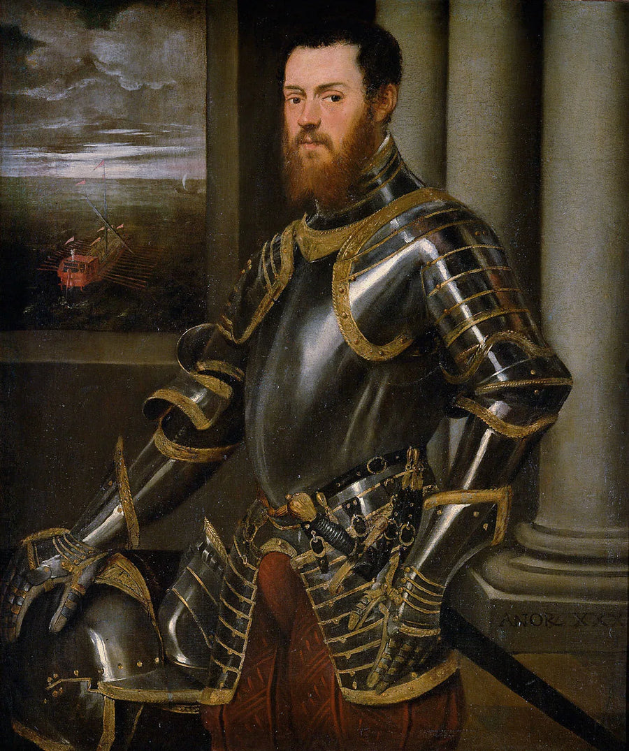 Portrett av Sigismond August med en kongelig galjot - Jacopo Tintoretto