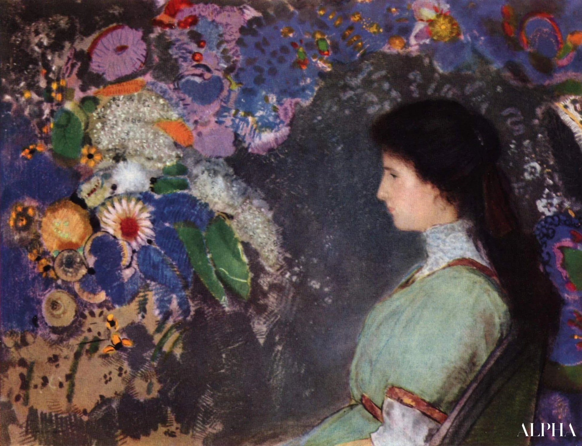 Portrett av Violette Heymann - Odilon Redon - Høykvalitets reproduksjoner av malerier og bilder