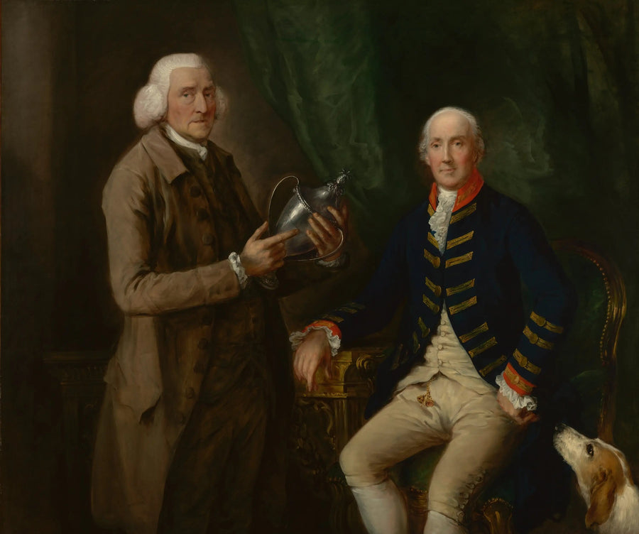 Portrait de William Anne Hollis, 4e comte d'Essex, présentant une coupe à Thomas Clutterbuck de Watford - Thomas Gainsborough