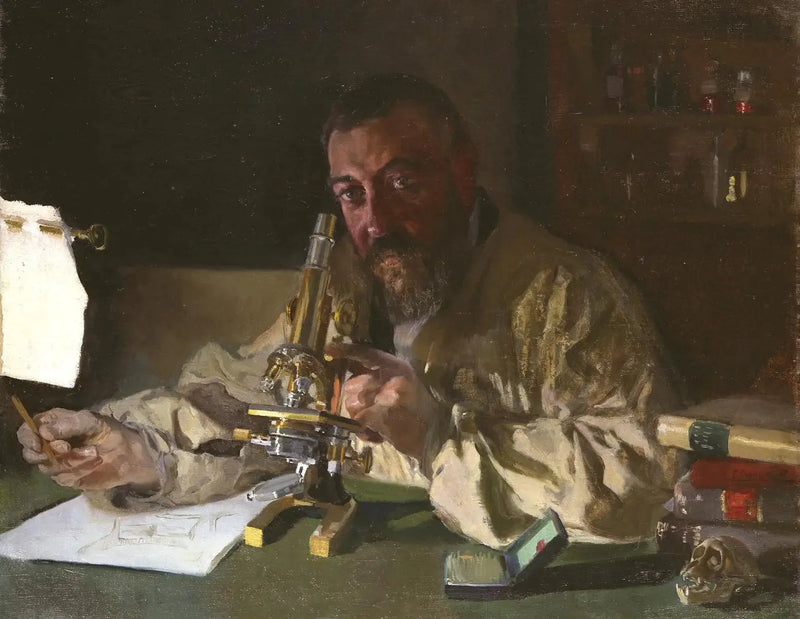 Portrett av Dr. Simarro ved mikroskopet - Joaquín Sorolla
