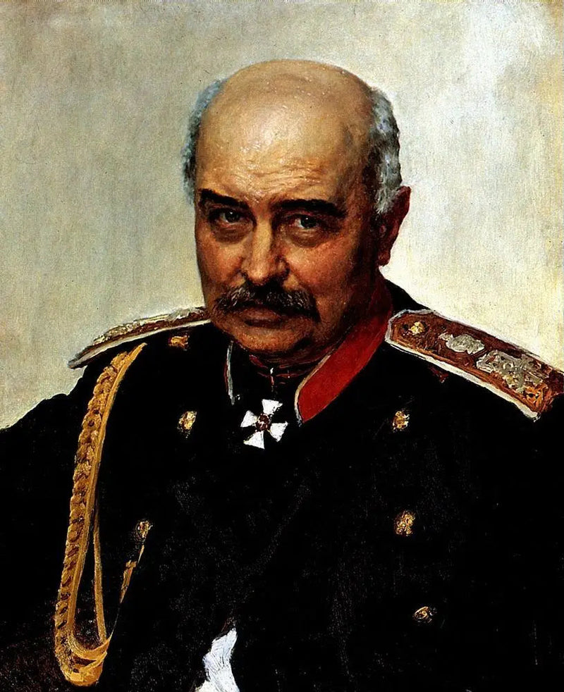 Portrett av generalen og statsmannen Mikhaïl Ivanovitch Dragomirov. - Ilya Repin