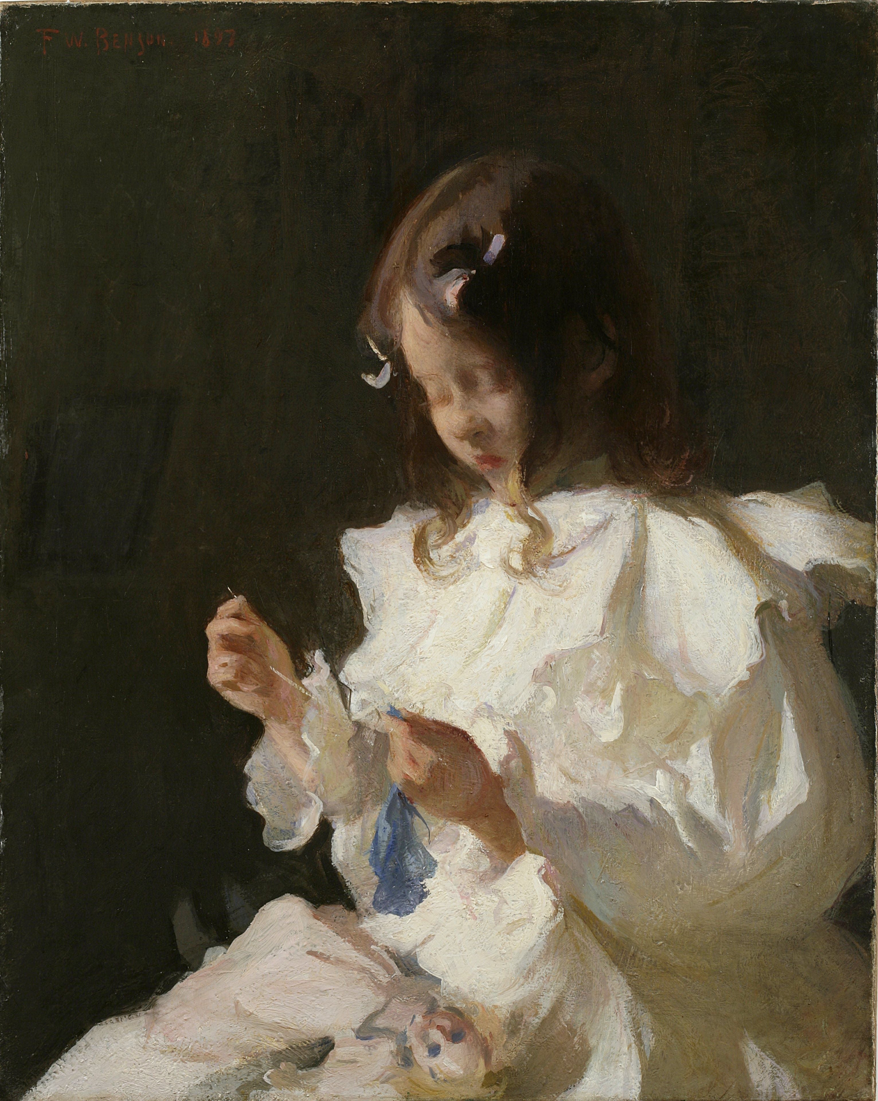 Portrait d’un enfant cousant - Frank Weston Benson - Alpha Reproduction