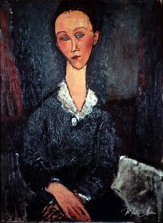 Portrait d'une femme au col blanc - Amadeo Modigliani - Reproductions de tableaux et peintures haut de gamme