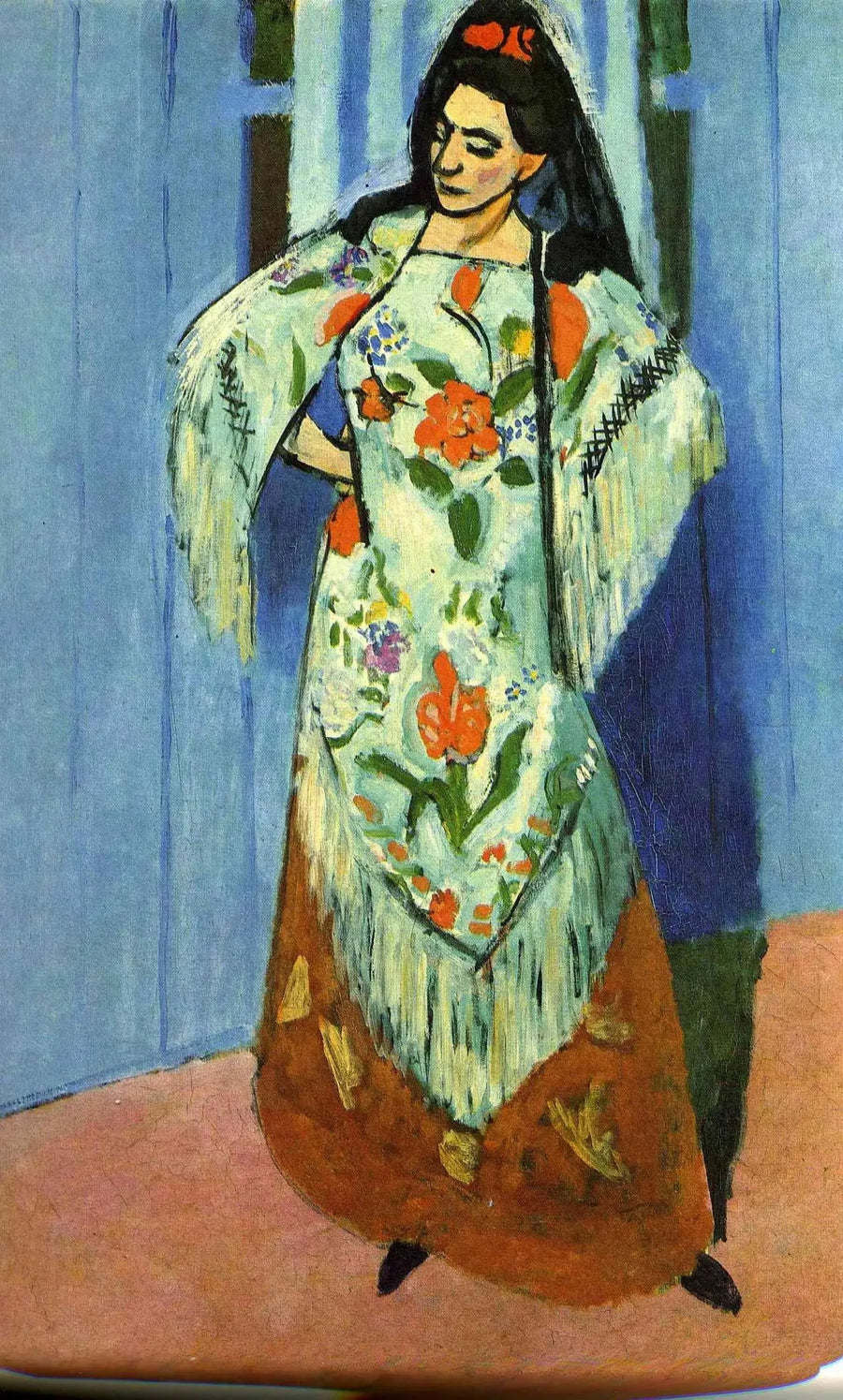 Helfigurportrett av fru Matisse med mantille - Henri Matisse