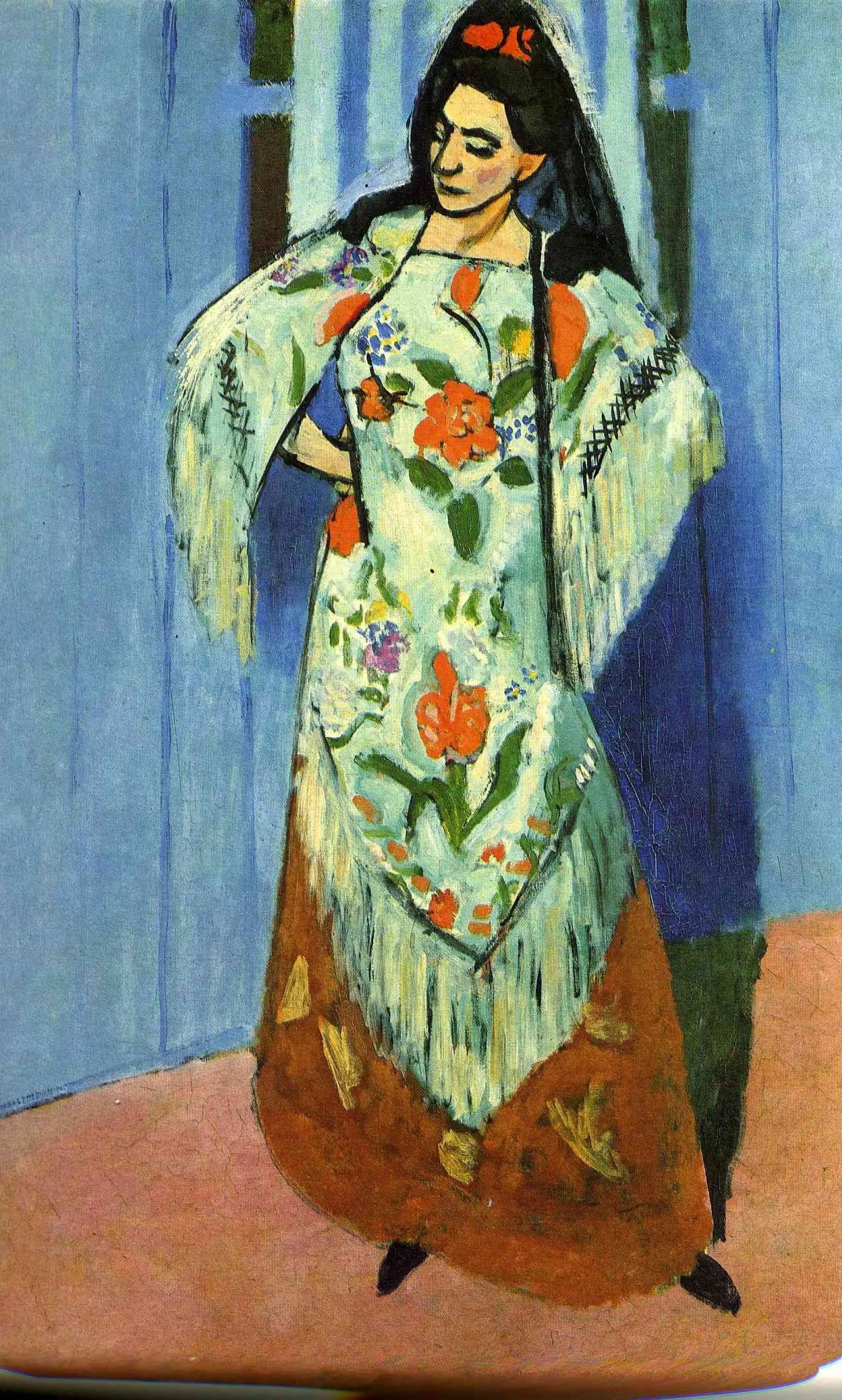 Reproduction du tableau « Portrait en pied de Mme Matisse à la mantille - Henri Matisse » par Alpha Reproduction en peinture à l’huile
