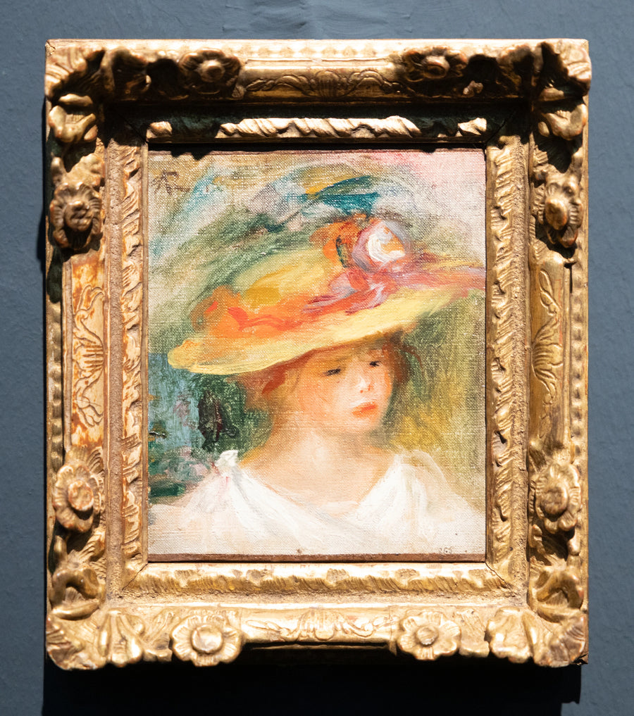 Barnportrett med hatt - Pierre-Auguste Renoir