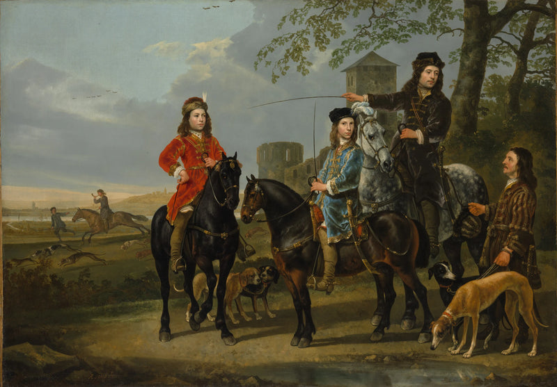 Portrait équestre de Cornelis (1639-1680) et Michiel Pompe van Meerdervoort (1638-1653) avec leur précepteur et leur cocher - Aelbert Cuyp