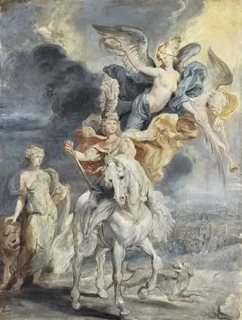 Hesteporträtt av Marie de Médicis (1575-1642) og triumfen i Juliers - Peter Paul Rubens