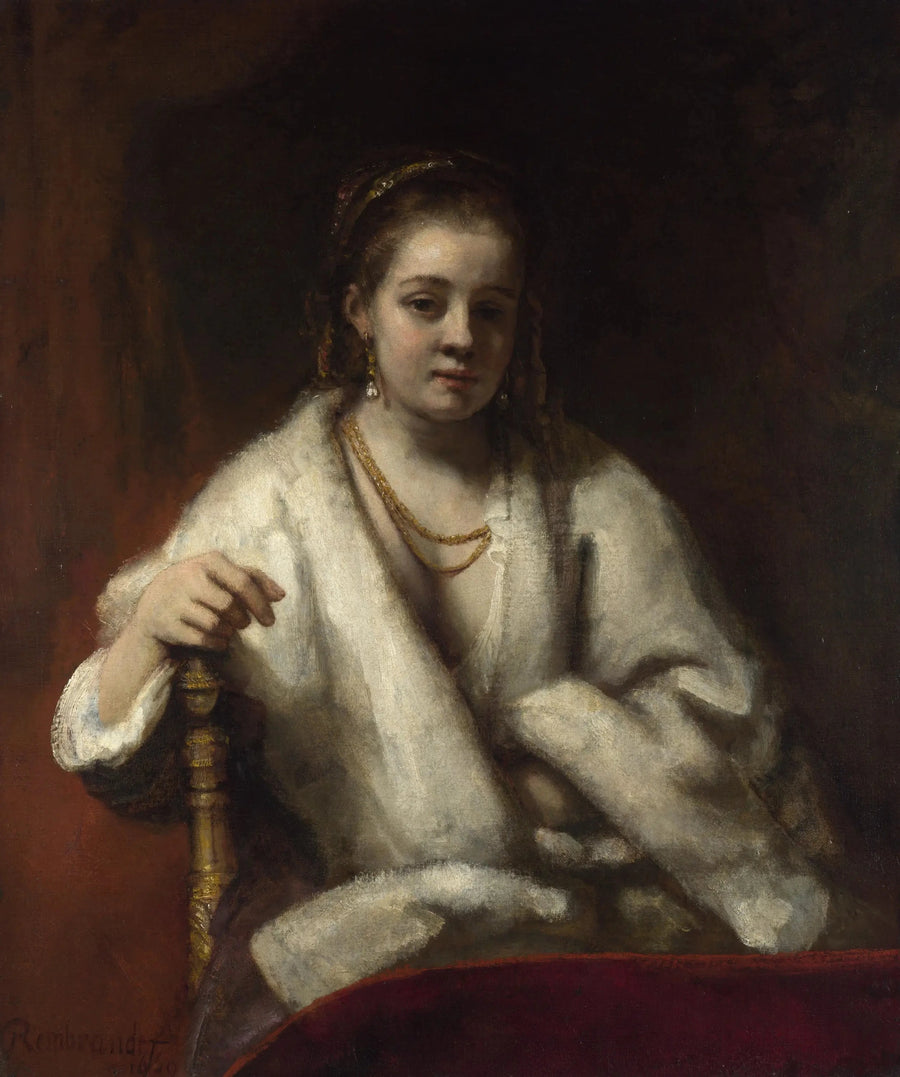Hendrickje med pelsjakke - Rembrandt