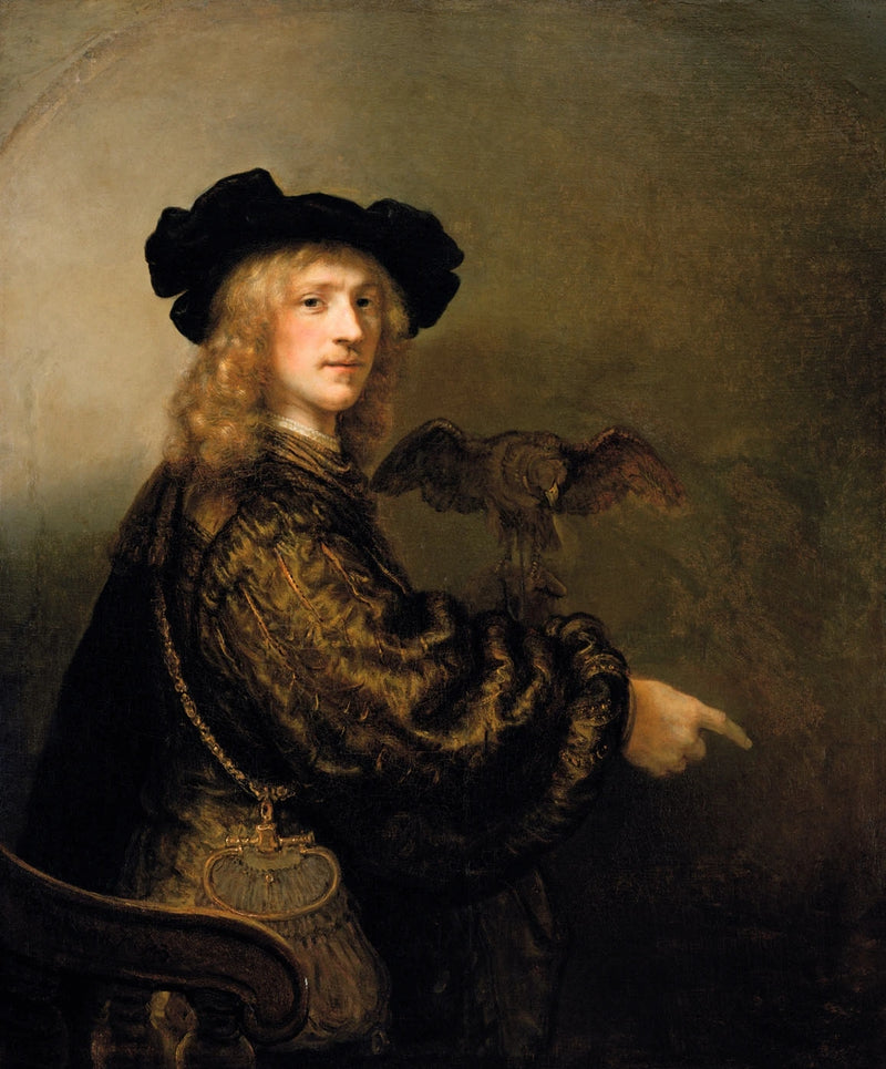 Portrett av en mann med en falk - Rembrandt