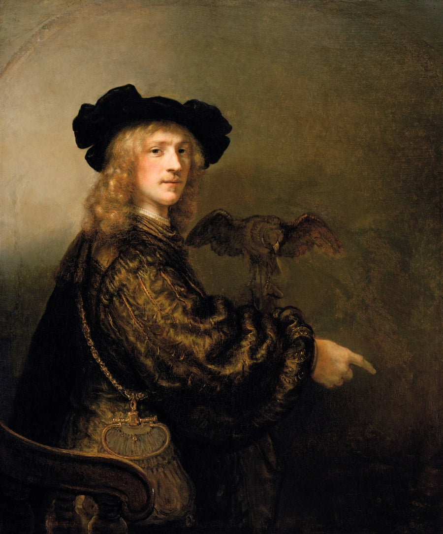 Portrett av en mann med en falk - Rembrandt