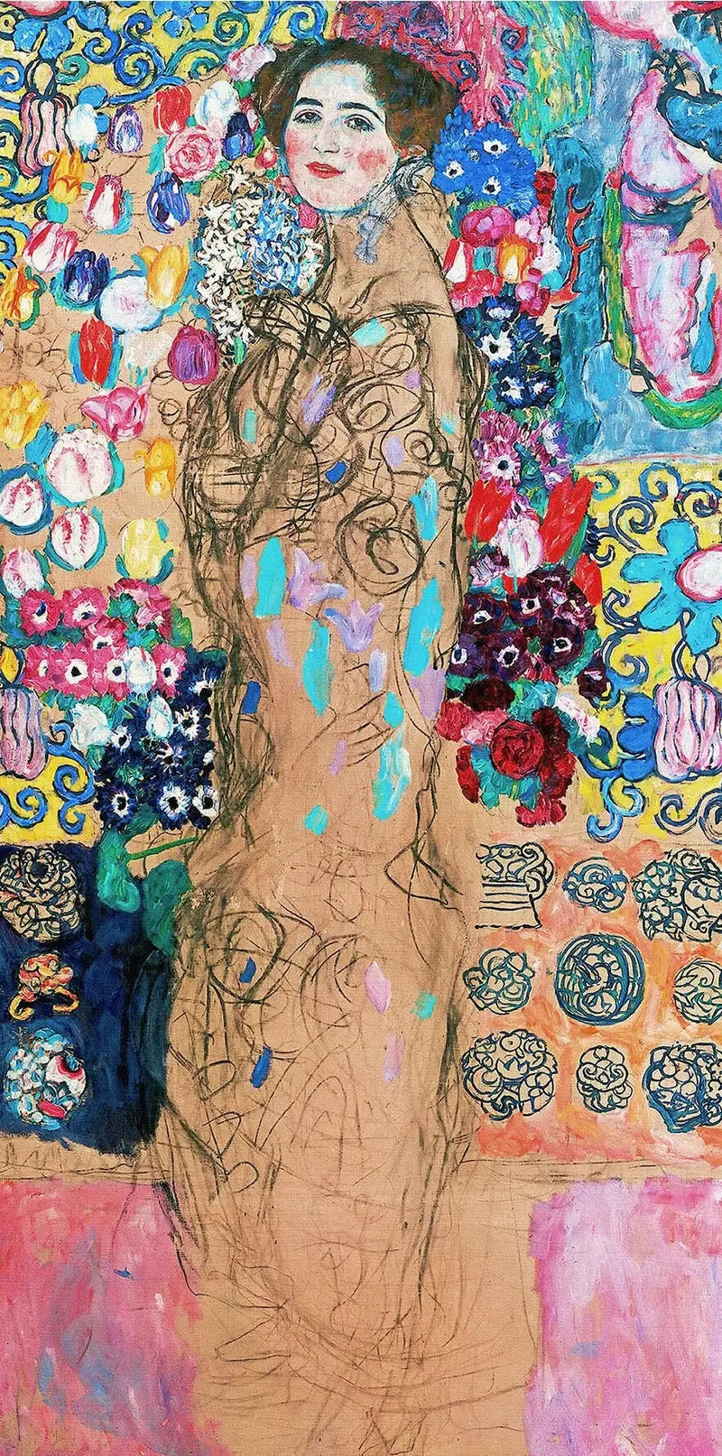 Uferdig portrett av Maria Munk - Gustav Klimt