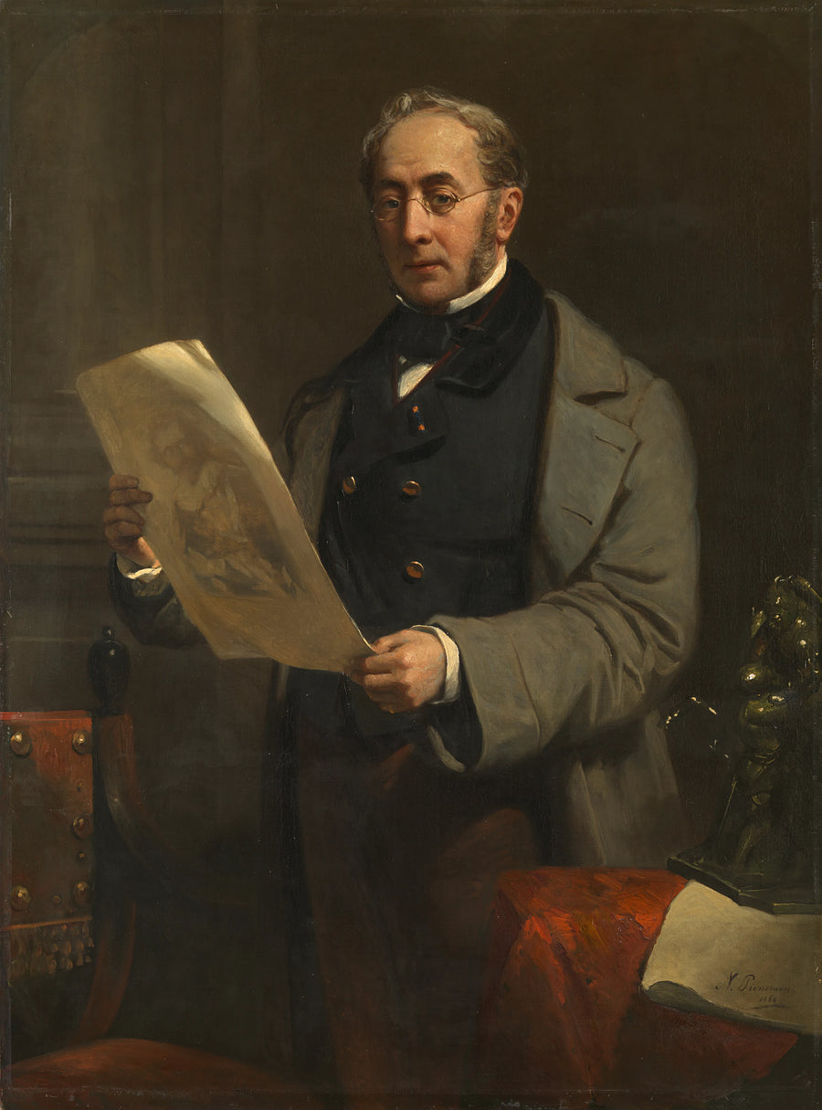 Portrait de Jacob de Vos Jbzn (1803-1878). Collectionneur d'art et propriétaire de la galerie historique De Vos à Amsterdam - Nicolaas Pieneman