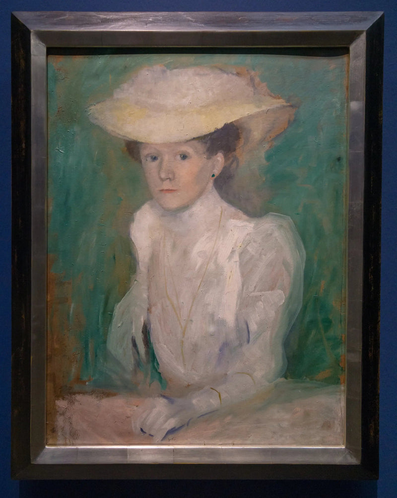 Portrett av Ottilie Macke i hvit bluse - August Macke
