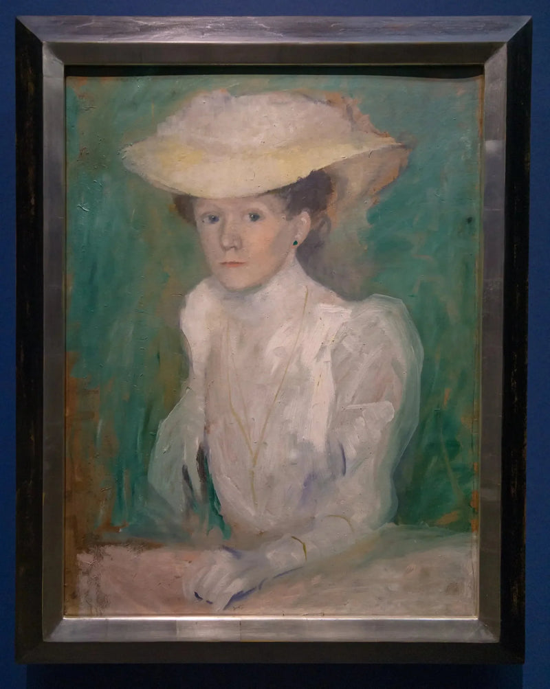 Portrett av Ottilie Macke i hvit bluse - August Macke