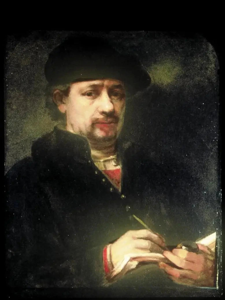 (Auto)Portrett av Rembrandt med en skissebok - Rembrandt