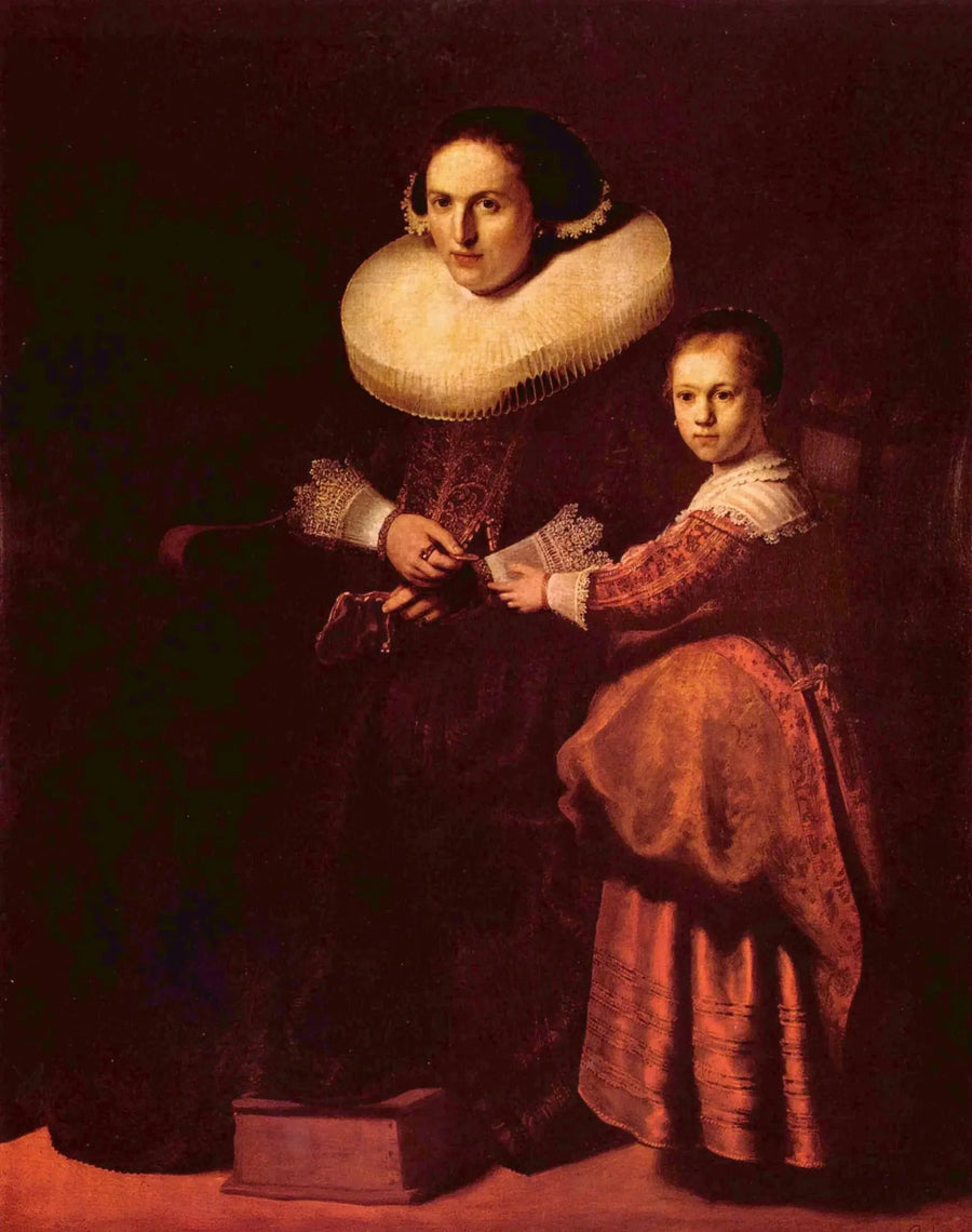 Portretter av Susanna van Collen og hennes datter Anna - Rembrandt