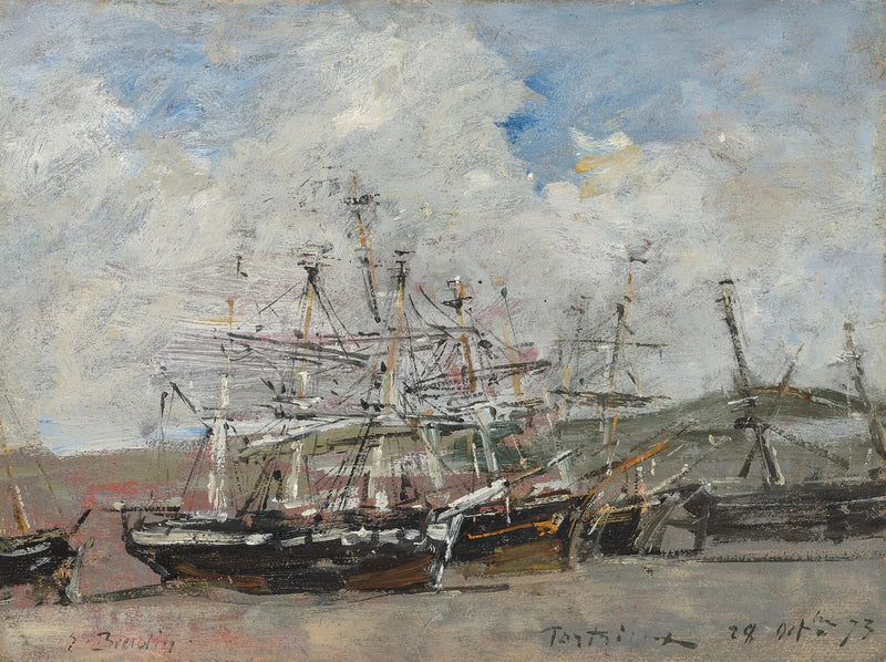 Portrieux. Havnen ved lavvann - Eugène Boudin