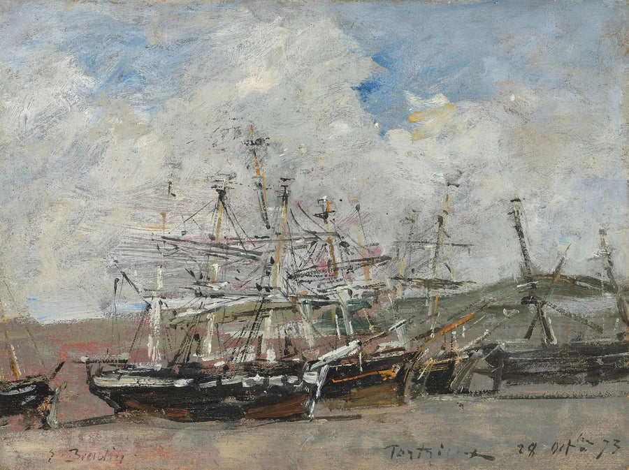 Portrieux. Havnen ved lavvann - Eugène Boudin