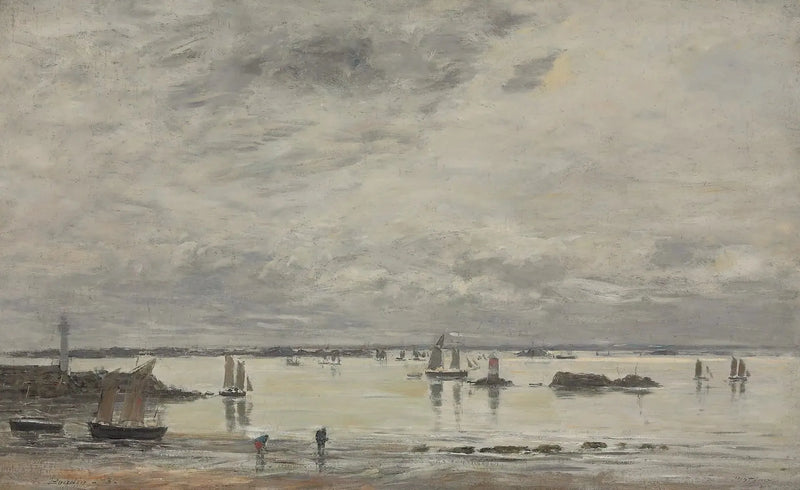 Portrieux, havnen ved lavvann - Eugène Boudin