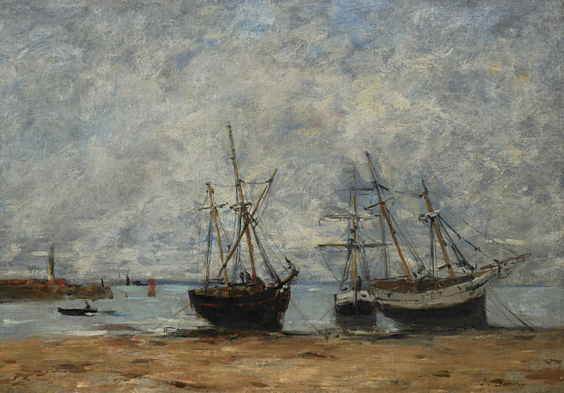 Portrieux, havnen ved lavvann - Eugène Boudin