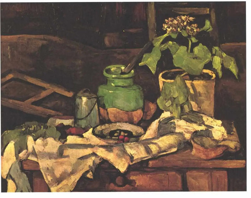 Blomsterpotte på et bord - Paul Cézanne