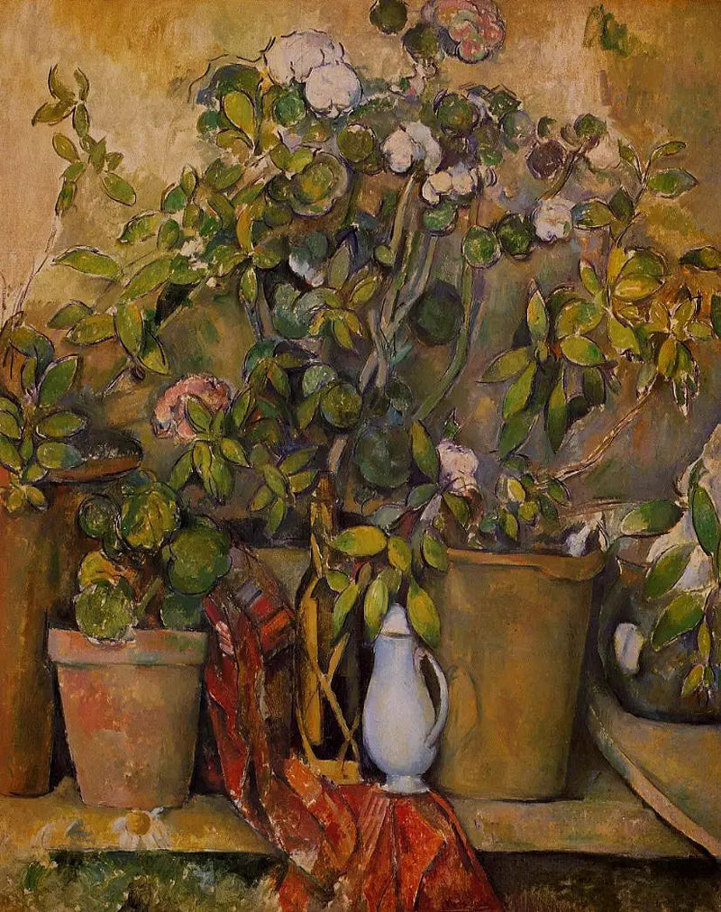 Terrakottapotter og blomster - Paul Cézanne