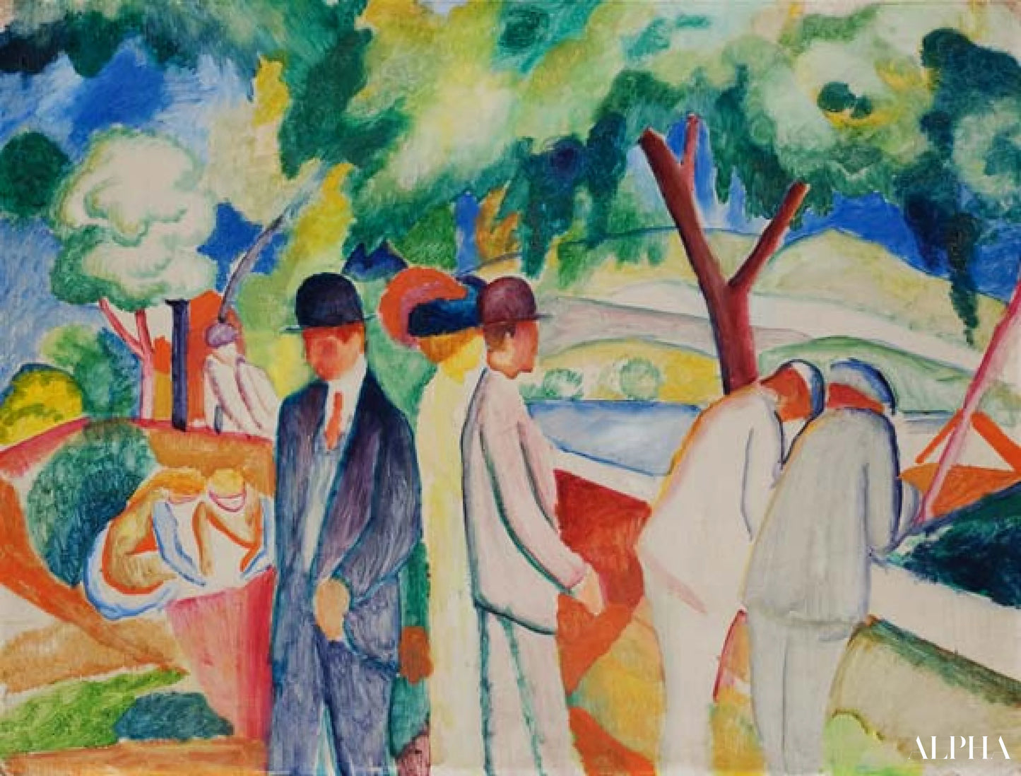 Barnevogn (Stor lys tur) - August Macke - Høykvalitets reproduksjoner av malerier og bilder