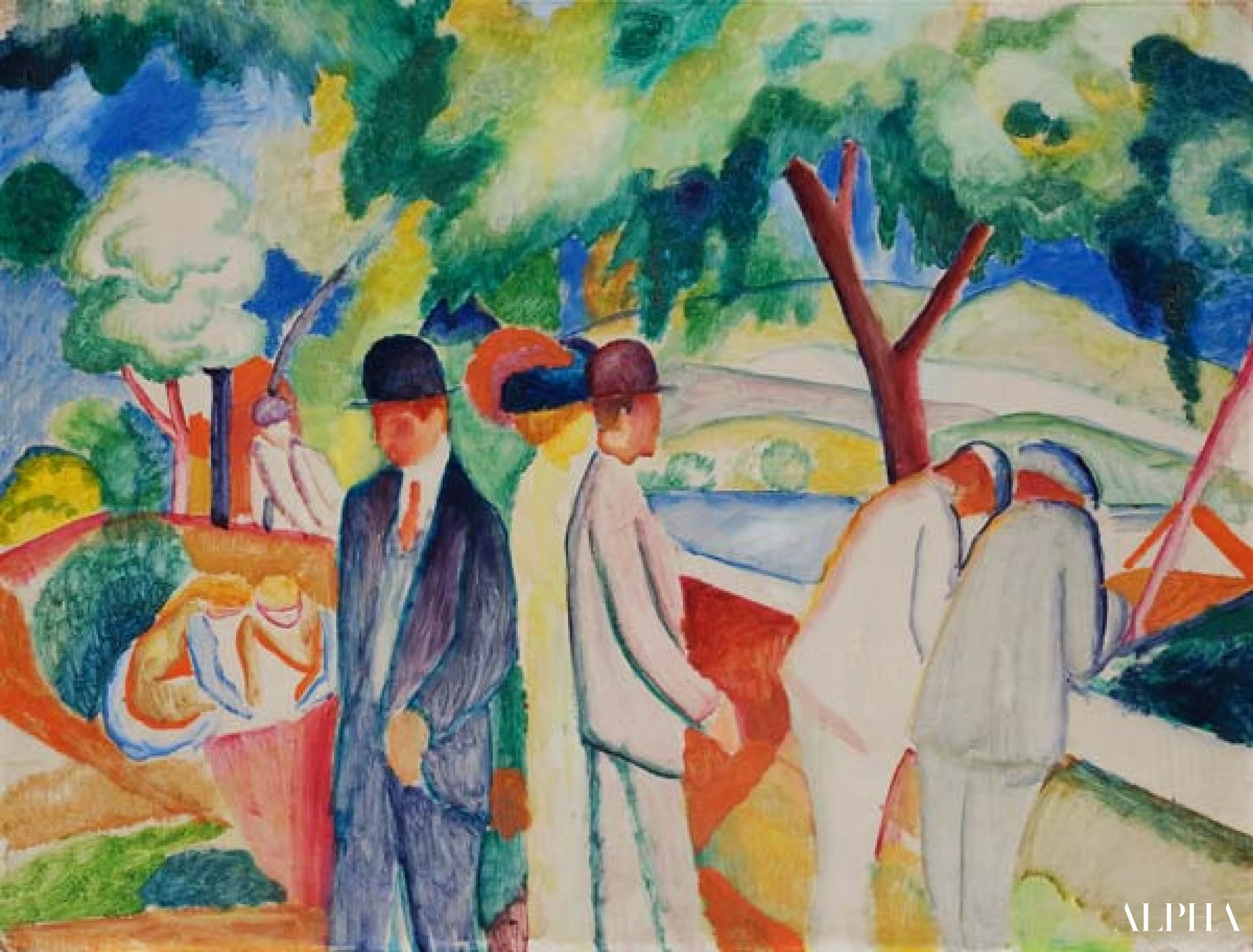 Barnevogn (Stor lys tur) - August Macke - Høykvalitets reproduksjoner av malerier og bilder
