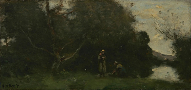 Prairie ved vannkanten - Jean-Baptiste Camille Corot