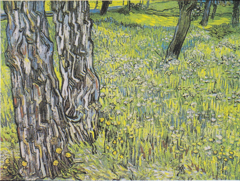 Blomstrende eng med trær og løvetann - Vincent van Gogh
