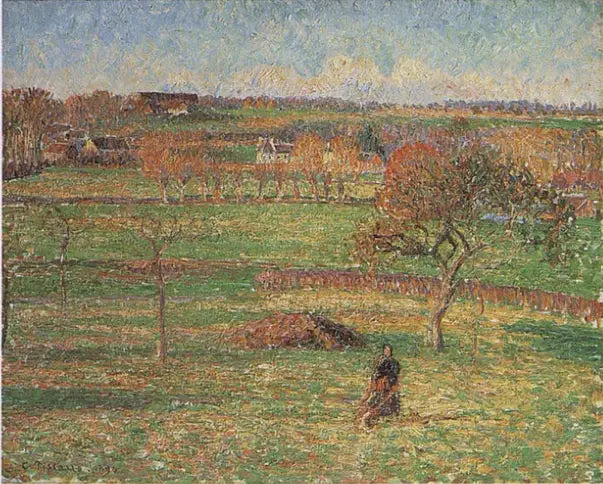 Prairies de Bazincourt, høst - Camille Pissarro