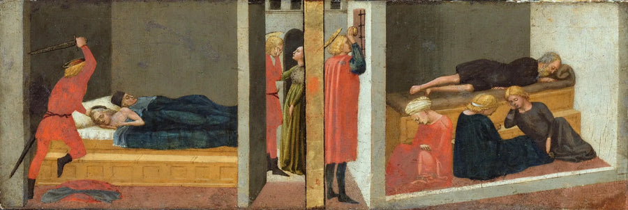 Altertavle; Høyre panel: Saint Juliens parricid - Saint Nicolas av Bari's mirakel - Masaccio