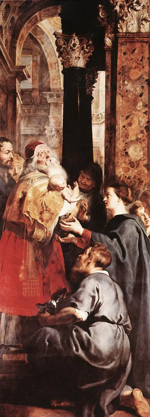 Presentasjon ved Tempelet (høyre panel i triptykon) - Peter Paul Rubens