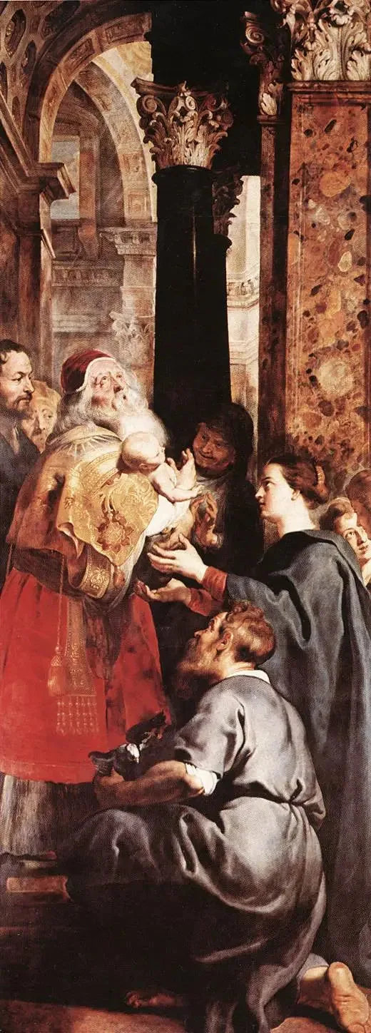Presentasjon ved Tempelet (høyre panel i triptykon) - Peter Paul Rubens