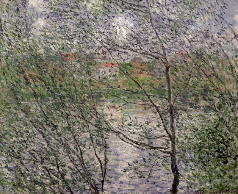 Spring gjennom grenene W455 - Claude Monet