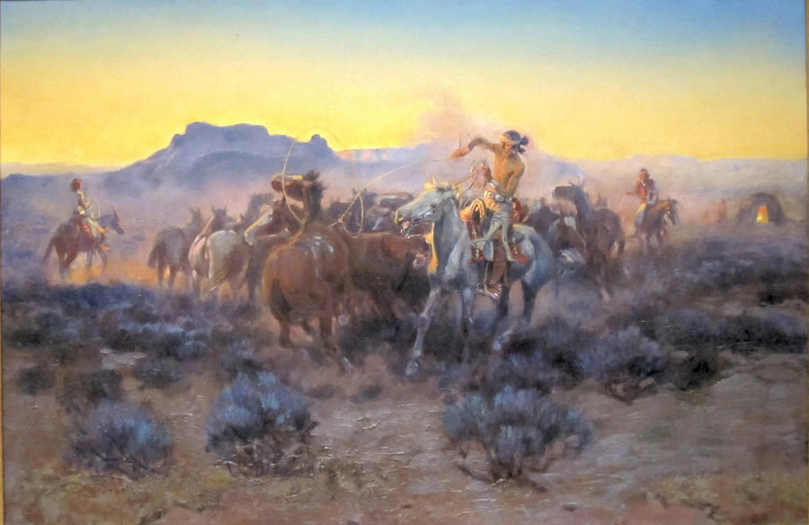 Fangst av nye rammer med lasso - Charles Marion Russell

Source:
Prise de nouvelles montures au lasso - Charles Marion Russell