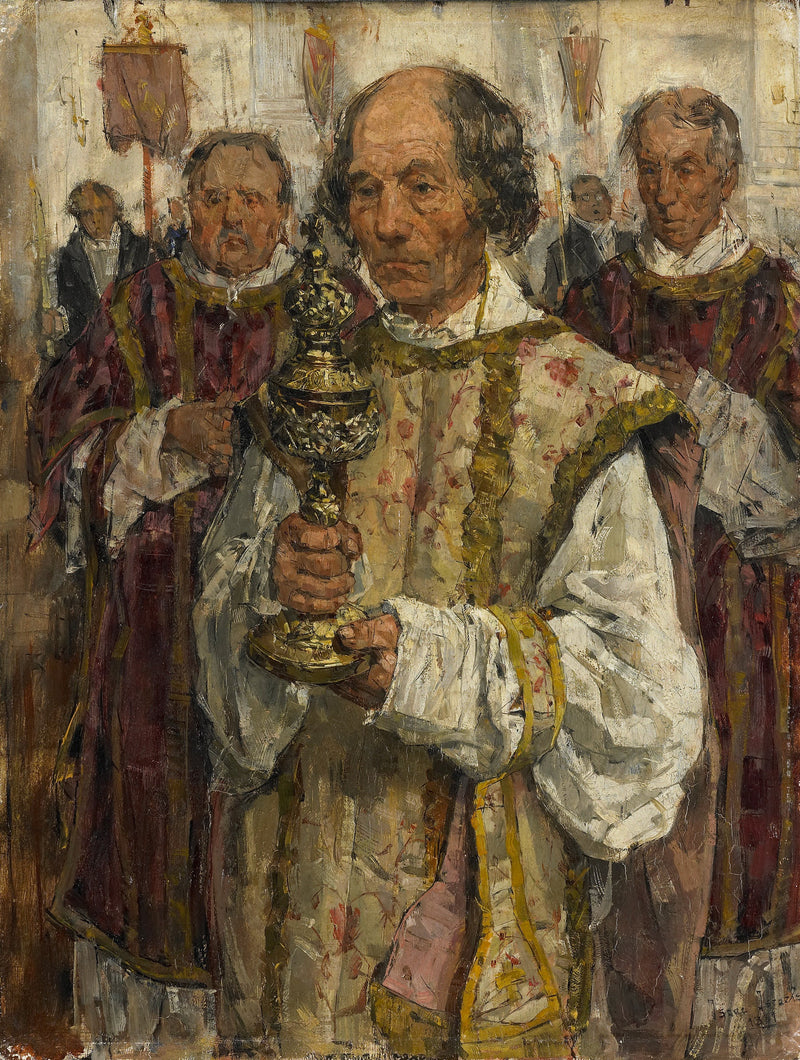 Procession i den gamle katolske kirken i Haag med presten Cornelis Hendrikus van Vlooten - Isaac Israëls