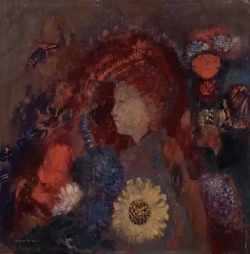 Profil av jent among blomstene - Odilon Redon