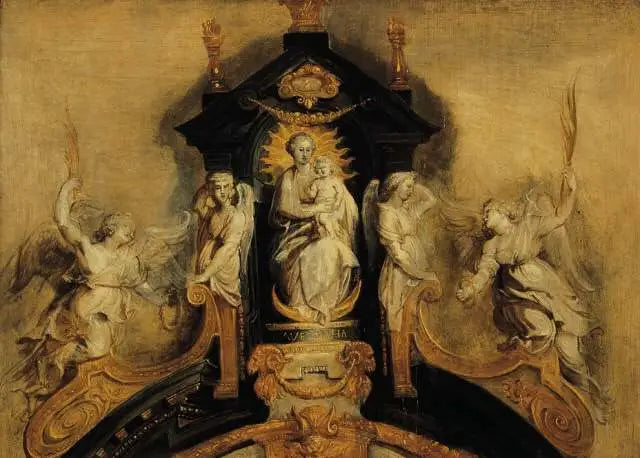 Prosjekt for kroningen av hovedalteret i Jesuitkirken i Antwerpen (i dag Saint-Charles-Borromée) - Peter Paul Rubens