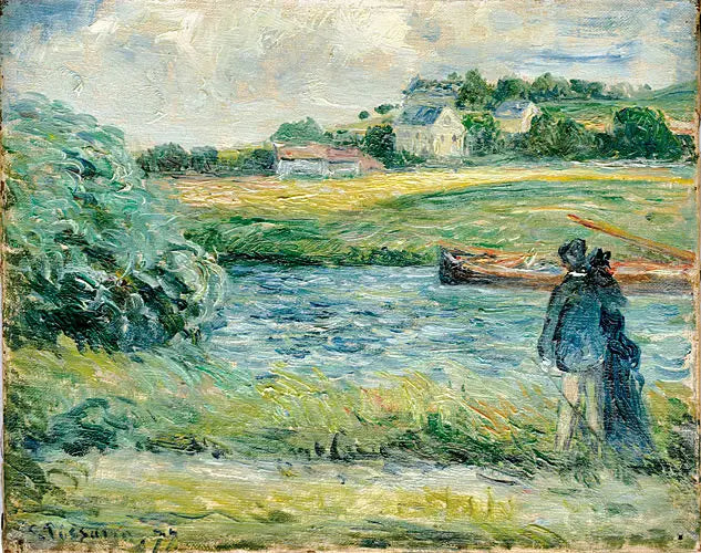 Spasertur ved vannkanten, Pontoise - Camille Pissarro