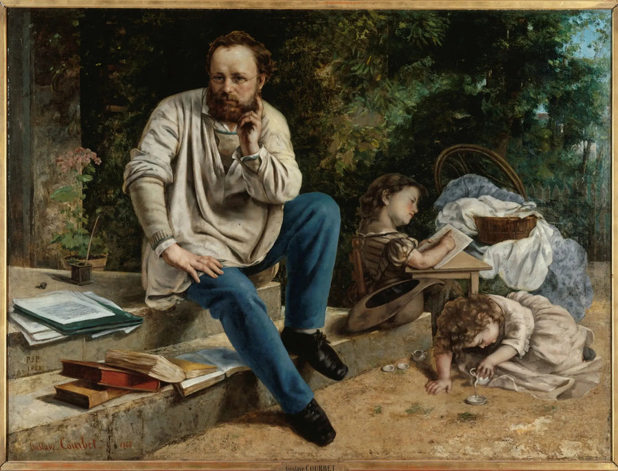 Proudhon og hans barn - Gustave Courbet